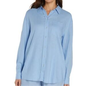 GAP Sky Blue Linen Blend Button Down Casual Shirt Size XL